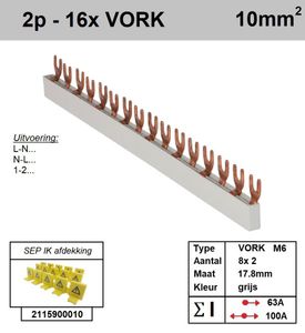 SEP Verdeelkam 2f Vork 16p 18mm M6 grijs F02016G06