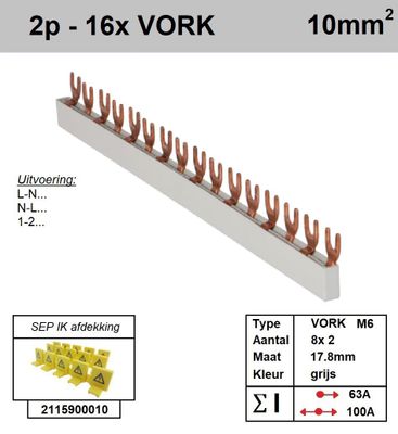 SEP Verdeelkam 2f Vork 16p 18mm M6 grijs F02016G06