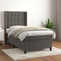 Boxspring met matras fluweel donkergrijs 90x200 cm