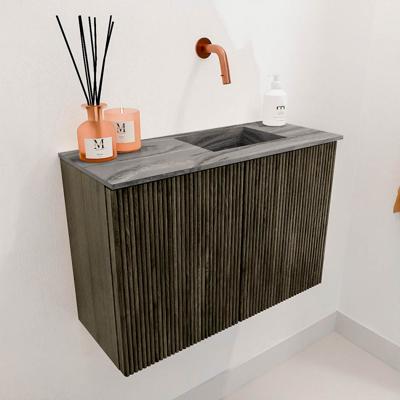 Toiletmeubel Mondiaz Joya Dlux | 60 cm | Meubelkleur Shadow | Faye wastafel Sombra Wasbak Rechts | Zonder kraangat(en)