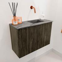 Toiletmeubel Mondiaz Joya Dlux | 60 cm | Meubelkleur Shadow | Faye wastafel Sombra Wasbak Rechts | Zonder kraangat(en)