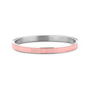 Key Moments 8KM BC0004 Stalen Bangle met Tekst Have Faith One-size Zilverkleurig / Roze