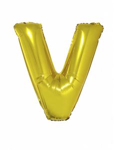 Folieballon Goud Letter &apos;V&apos; groot