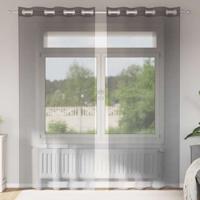 Gordijnen voile met doorvoertules 2 st 140x225 cm donkergrijs