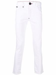 Philipp Plein jean slim à logo brodé - Blanc