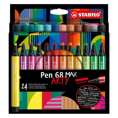 STABILO pen 68 max arty viltstift met dikke beitelpuntetui 24 kleuren