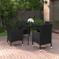 5-delige Tuinset met kussens poly rattan en glas