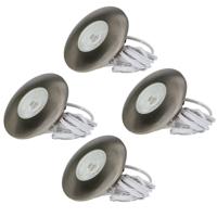 Set van 4 Pavo - Platte LED ipbouwspots met lage inbouwdiepte 12mm - 3 Watt 300 Lumen - 2700K Warm wit - Dimbaar - Rond - Meubelspot - IP44 waterdicht - RVS