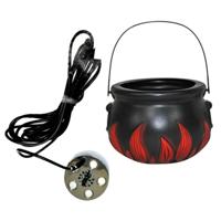Heksenketel - zwart - kunststof - met mistmaker rookmachine en licht 18 x 14 cm - Halloween
