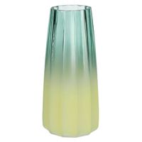 Bloemenvaas - groen/geel - glas - D10 x H21 cm