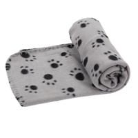 Nobleza Huisdierdeken - Fleece - Grijs met pootafdruk - Maat S - 75x75 cm