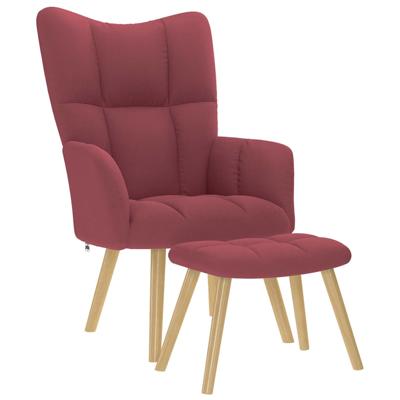 Relaxstoel met voetenbank stof wijnrood