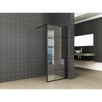 Wiesbaden Horizon inloopdouche met raster 1200 x 2000 x 8 mm nano helder glas/mat zwart 20.3524
