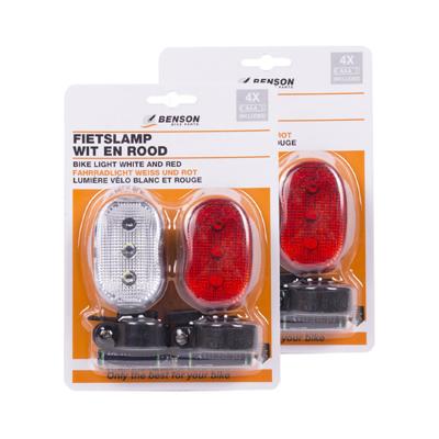 Fietslampen - 2x complete set - LED - wit/rood - incl. batterijen