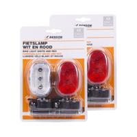Fietslampen - 2x complete set - LED - wit/rood - incl. batterijen
