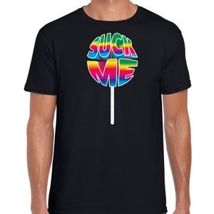 Gay Pride shirt - suck me - regenboog - heren - zwart