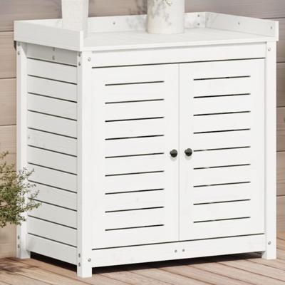 VidaXL Oppottafel met schappen 82,5x50x86,5 cm massief grenenhout wit
