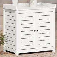 VidaXL Oppottafel met schappen 82,5x50x86,5 cm massief grenenhout wit