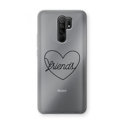 Friends heart black: Xiaomi Redmi 9 Transparant Hoesje