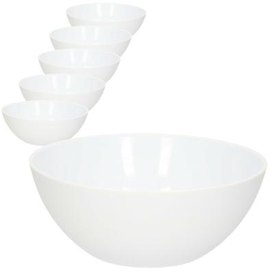 PlasticForte Dessert en serveer schaaltjes / kommetjes - 6x stuks - 950 ml - wit - kunststof - 17 x