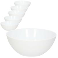 PlasticForte Dessert en serveer schaaltjes / kommetjes - 6x stuks - 950 ml - wit - kunststof - 17 x