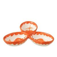 J-Line Apero Dish Granada Clover Ceramic White Orange