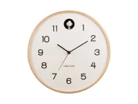 Wall clock Natural Cuckoo birch wood white