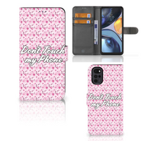 Motorola Moto G22 Portemonnee Hoesje Flowers Pink DTMP - thumbnail