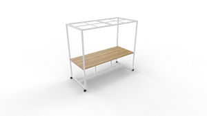 Verrijdbare vergadertafel 5211 met dakelement - 320 x 100 cm. - Wit - Eiken YT49a