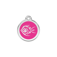 Tribal Fish Hot Pink roestvrijstalen hondenpenning small/klein dia. 2 cm - Reddingo