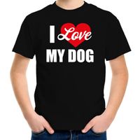 Honden t-shirt I love my dog / Ik hou van mijn hond - zwart voor kinderen - thumbnail