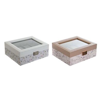 Horlogedoos DKD Home Decor Blauw Licht Roze Kristal 22,5 x 19,5 x 9,5 cm (2 Stuks)