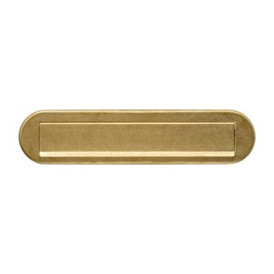 Intersteel Briefplaat ovaal 340x80mm met klep/regenrand - PVD messing getrommeld