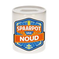 Kinder spaarpot met naam - Noud - keramiek - met dop - wit - Sparen - Spaargeld van Noud