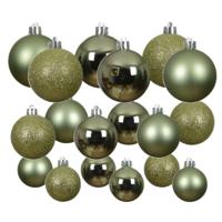 Decoris kerstballen - 60x stuks - 4, 5 en 6 cm - groen - kunststof - thumbnail