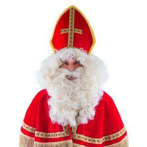 Luxe Sinterklaas pruik met baard en snor - wit - accessoires