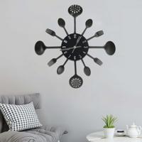 VidaXL Wandklok lepel-en-vork 40 cm aluminium zwart