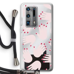 Hands pink: Huawei P40 Pro Plus Transparant Hoesje met koord