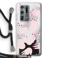 Hands pink: Huawei P40 Pro Plus Transparant Hoesje met koord