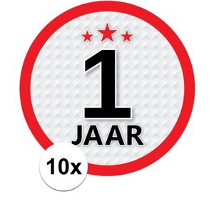 10x 1 Jaar leeftijd stickers rond verjaardag versiering   -