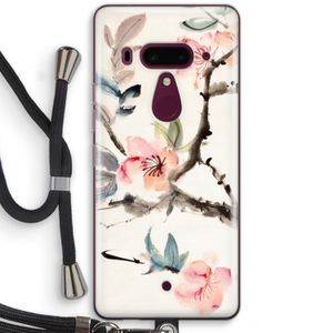 Japanse bloemen: HTC U12+ Transparant Hoesje met koord