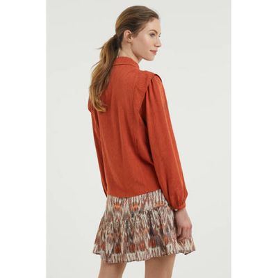 Aaiko blouse met all over print en volant terra Aaiko blouse met all over print en volant terra