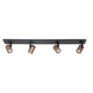 Highlight OpbouwspotHalo zwart met koper brons 4-lichts - S7377.32