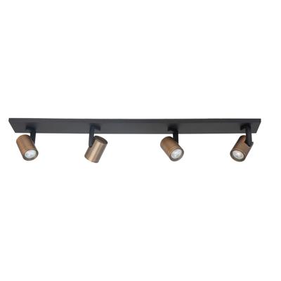 Highlight OpbouwspotHalo zwart met koper brons 4-lichts - S7377.32