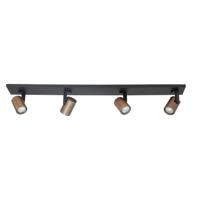 Highlight OpbouwspotHalo zwart met koper brons 4-lichts - S7377.32