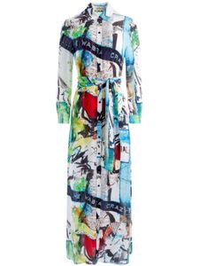 alice + olivia x Basquiat robe-chemise longue - Bleu