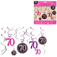 Amscan Spiraal hanger happy birthday 70 jaar 61 cm set van 12 | 48 stuks