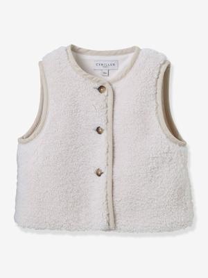 Mouwloze jas in sherpa voor baby CYRILLUS ecru