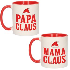 Papa en Mama Claus koffiemokken / bekers kerstcadeau vader/moeder 300 ml