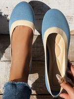 Casual Color-block Comfy Insole Flat Shallow Shoes